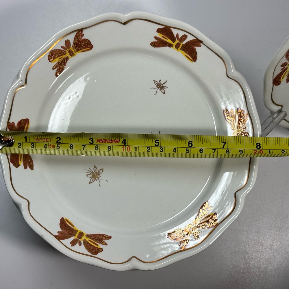 13pc (12+1) Antique Tiffany & Co. 8” Plates Dragonfly/Butterfly/ Bows Numbered - Picture 6 of 15